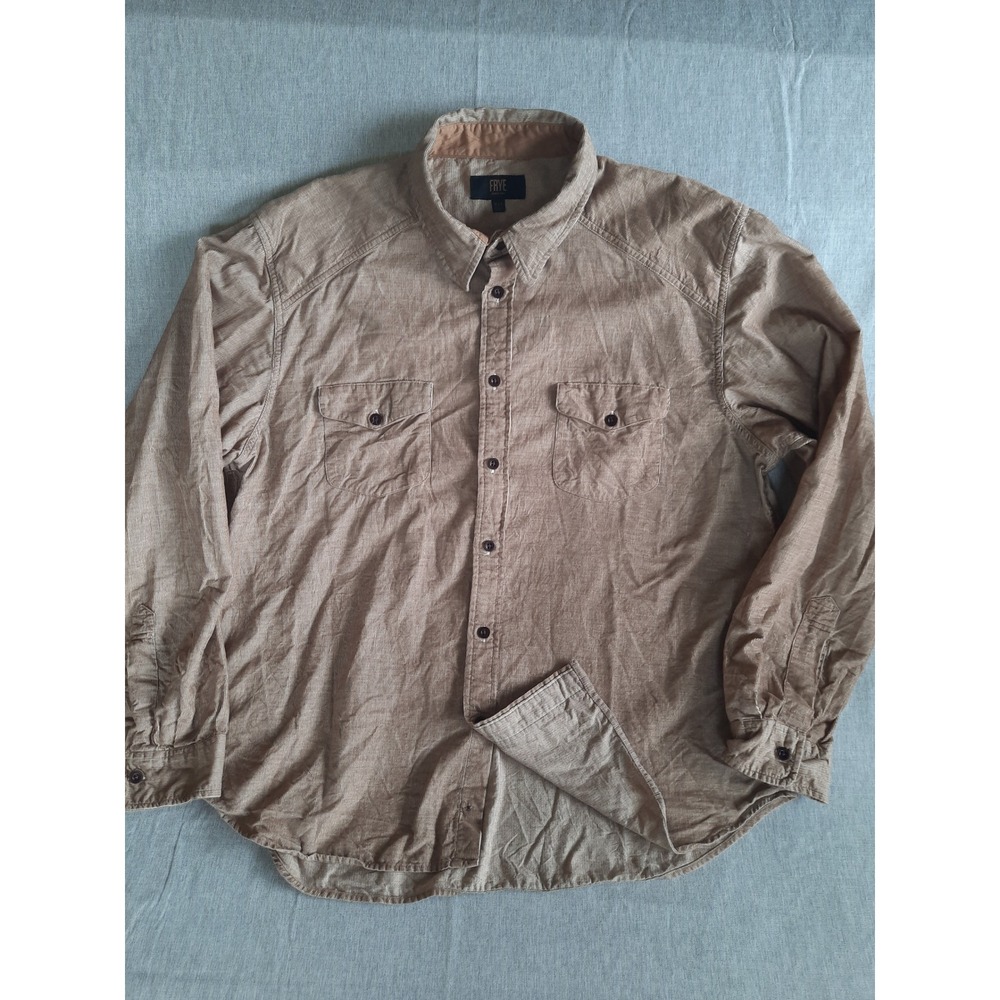 Frye Mens XXL Western Long Sleeve Corduroy Buttons Shirt Front Pockets‎ Cotton